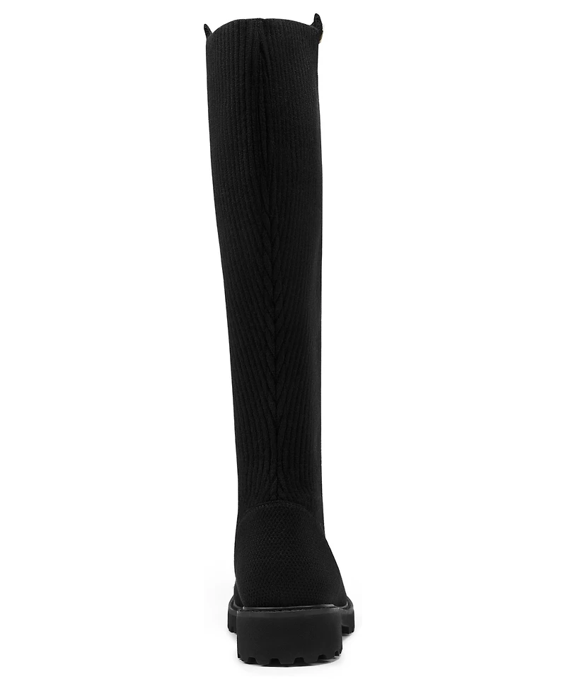 Vivaia Filipa Round-Toe Stretchy Wool Knee-High Boots