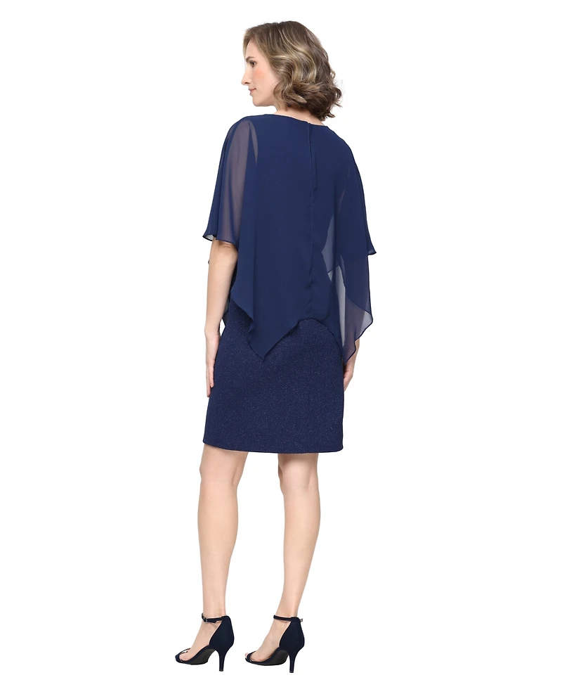Sl Fashions Women's V-Neck Short-Sleeve Ruffle Wrap Dress