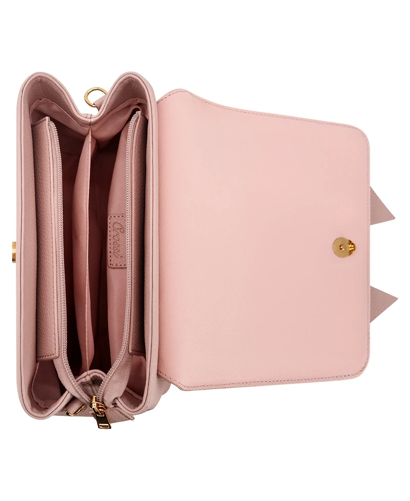Like Dreams Noble Cross-Bow Small Embossed Satchel Handbag