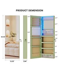 Vlsrka 42.5"H Jewelry Armoire with Led Lights, Wall and Door Mounted Mirror Cabinet