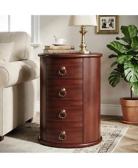 Tribesigns Round End Table with 4 Drawers