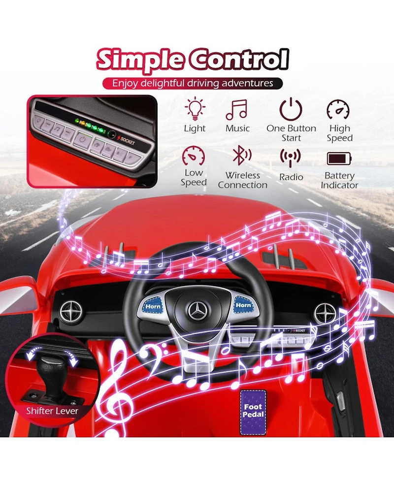 Sugift 12V Kids Ride on Car Luxury Convertible Style with Parent Remote Led Lights and Music Ages 3-8