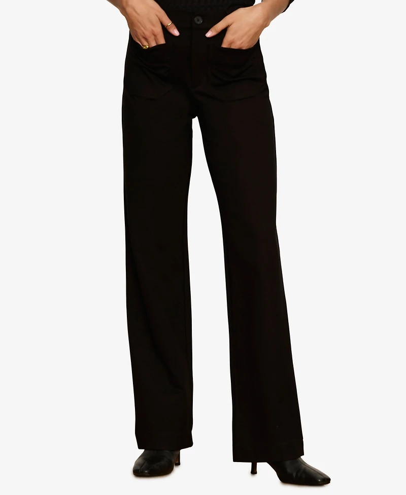 Sanctuary Petite Marine Wide-Leg High-Waist Ponte Pants