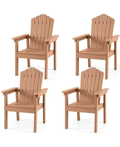 Gymax 4PCS Outdoor Adirondack Chair Patio Hips Chairs w/High Backrest Wide Armrests