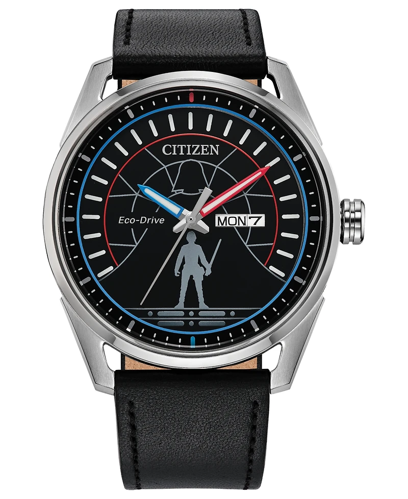 Citizen Men's Duel Black Leather Strap Watch 42mm