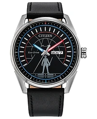 Citizen Men's Duel Black Leather Strap Watch 42mm