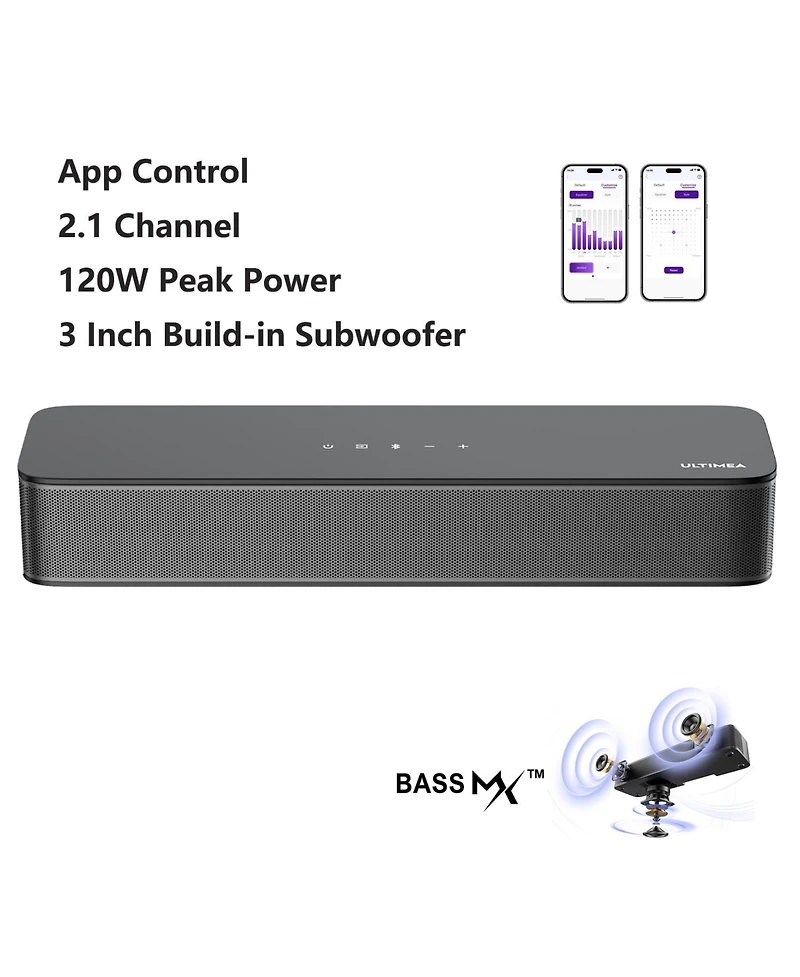 Ultimea Poseidon M20 2.1-Channel 120W Peak Power Built-in Subwoofer Soundbar