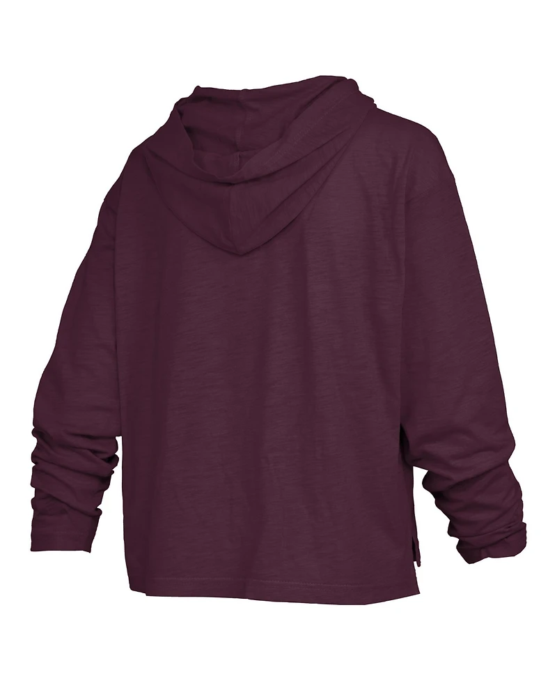 Pressbox Women's Castillo Texas A&M Aggies Oversized Slub Long-Sleeve Hooded T-Shirt