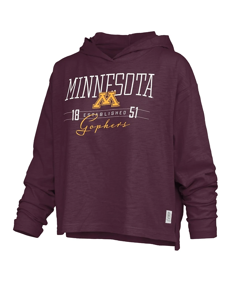 Pressbox Women's Minnesota Golden Gophers Castillo Oversized Slub Hooded Graphic Tee