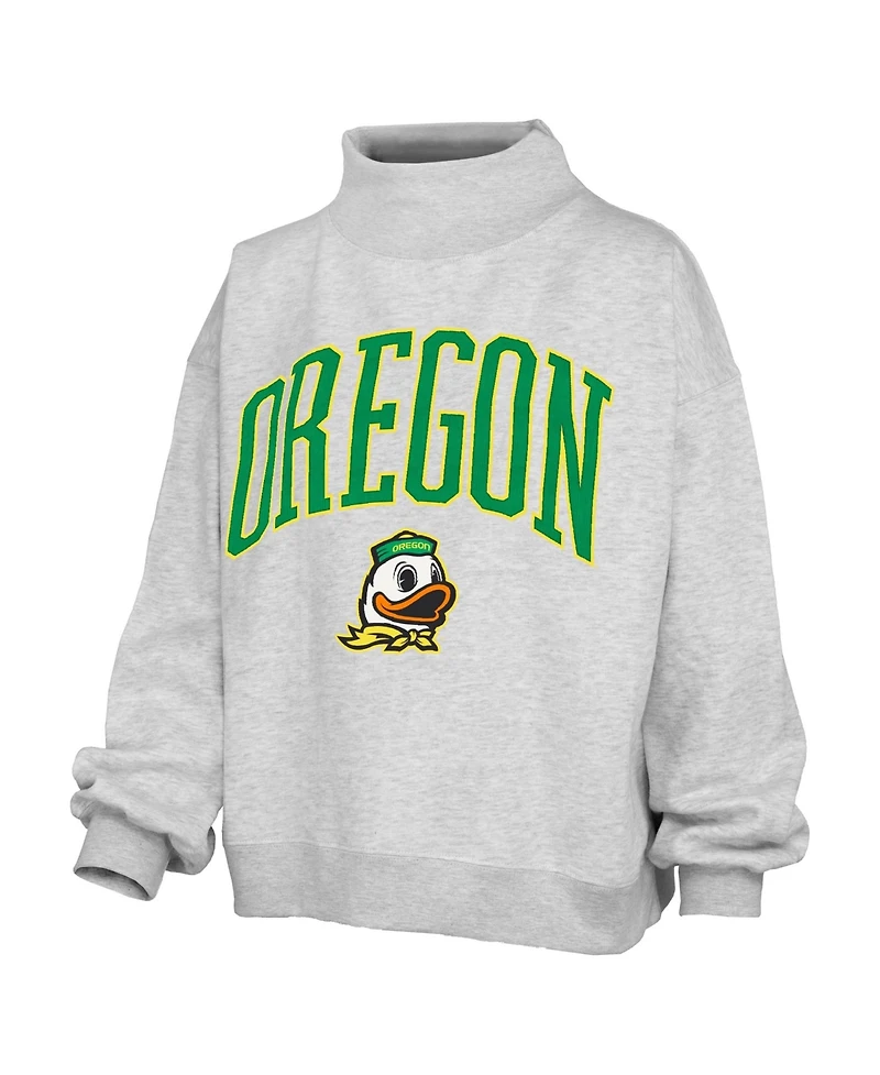 Pressbox Women's Oregon Ducks Nelson Texture Lingo Oversized Mock Neck Fleece Sweatshirt