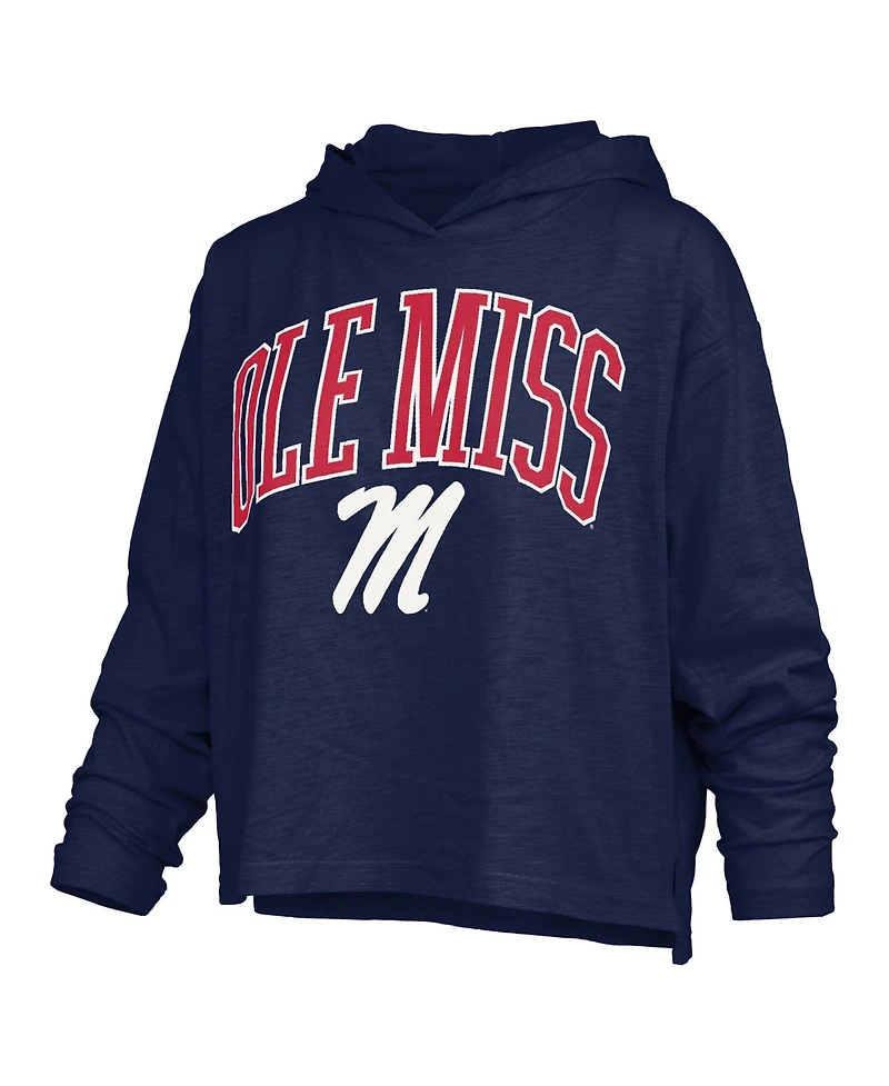 Pressbox Women's Ole Miss Rebels Nelson Arch Over Logo Slub Oversized Long-Sleeve Hooded T-Shirt