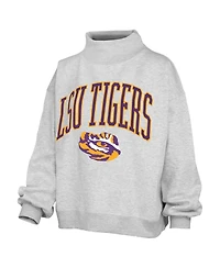Pressbox Women's Lsu Tigers Nelson Texture Lingo Oversized Mock Neck Fleece Sweatshirt
