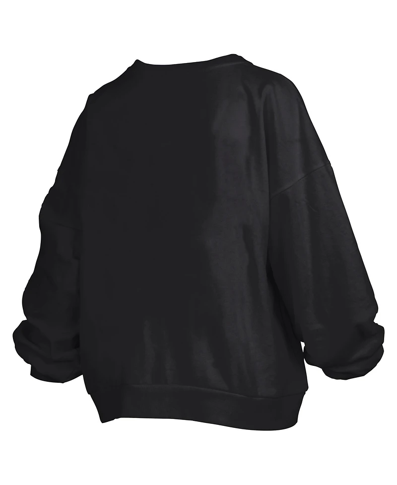 Pressbox Women's Wisconsin Badgers Big Aug Script Janice Oversized Cropped Graphic Crewneck Pullover Sweatshirt