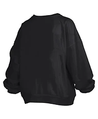 Pressbox Women's Wisconsin Badgers Big Aug Script Janice Oversized Cropped Graphic Crewneck Pullover Sweatshirt