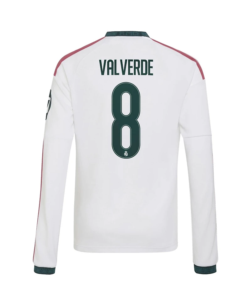 Adidas Boys' and Girls' Federico Valverde Real Madrid Replica Home Long Sleeve Jersey