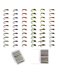 Piscifun 60 Hand Tied Fly Fishing Flies Assortment Trout Freshwater with Storage Box