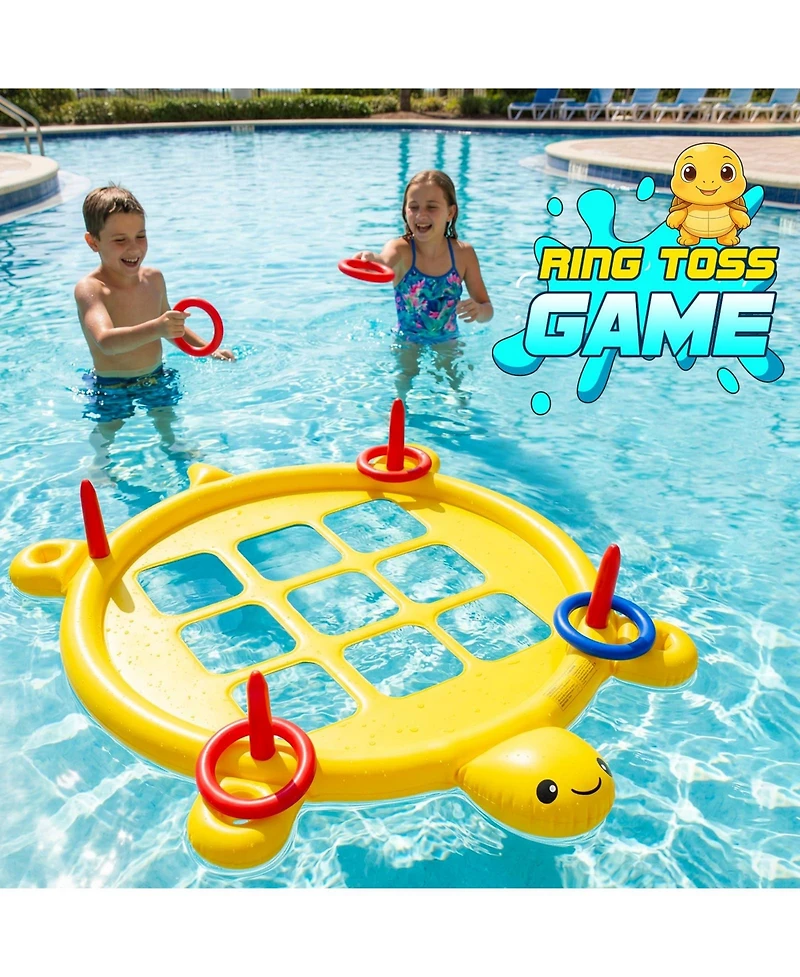 Gnuadz 2 In 1 Inflatable Pool Game Set Tic Tac Ring Toss