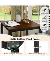 Sugift 3 Piece Counter Height Dining Table Set for 2 with Rubber Wood Frames and Built In Footrests