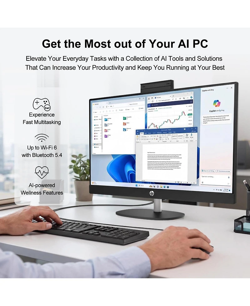Hp Essential 27-cr2000t 27" Fhd Touchscreen All-in-One with Intel Core Ultra 7 255U, Windows 11 Pro