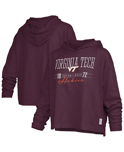 Pressbox Women's Castillo Virginia Tech Hokies Oversized Slub Hooded T-Shirt
