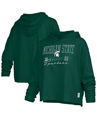 Pressbox Women's Michigan State Spartans Castillo Hooded Oversized Slub Long-Sleeve T-Shirt