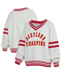 Pressbox Women's Oates Maryland Terrapins Tackle Twill V-Neck Sweatshirt