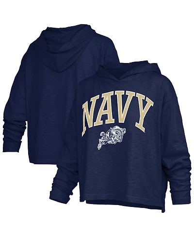 Pressbox Women's Navy Midshipmen Nelson Slub Oversized Long-Sleeve Hooded T-Shirt