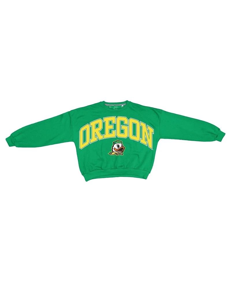 Pressbox Women's Janice Oregon Ducks Oversized Graphic Waist-Length Sweatshirt
