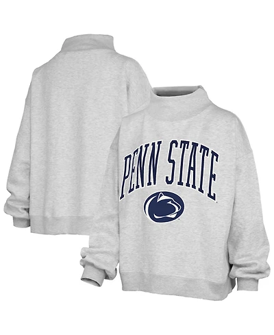 Pressbox Women's Penn State Nittany Lions Nelson Texture Lingo Mock Neck Oversized Fleece Sweatshirt