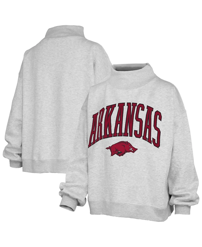 Pressbox Women's Nelson Texture Lingo Arkansas Razorbacks Oversized Mock Neck Sweatshirt
