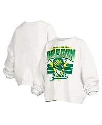 Pressbox Women's Oregon Ducks Janice Oversized Crewneck Retro Sweatshirt