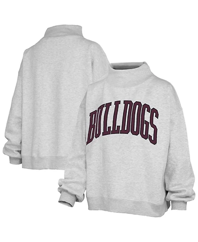 Pressbox Women's Nelson Mississippi State Bulldogs Oversized Fleece-Lined Mock Neck Sweatshirt