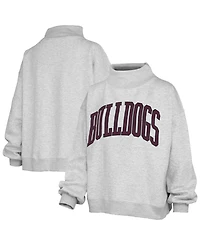 Pressbox Women's Nelson Mississippi State Bulldogs Oversized Fleece-Lined Mock Neck Sweatshirt