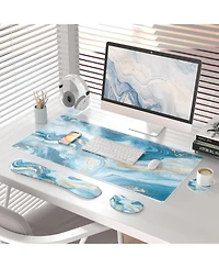 Lofree 4 1 Pu Leather Desk Mat Set Wrist Rest Coaster Non Slip Office Gaming Accessories