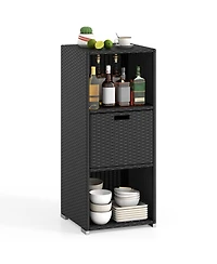 Costway Outdoor Storage Cabinet with Storage Shelves and Removable Drawer for Porch