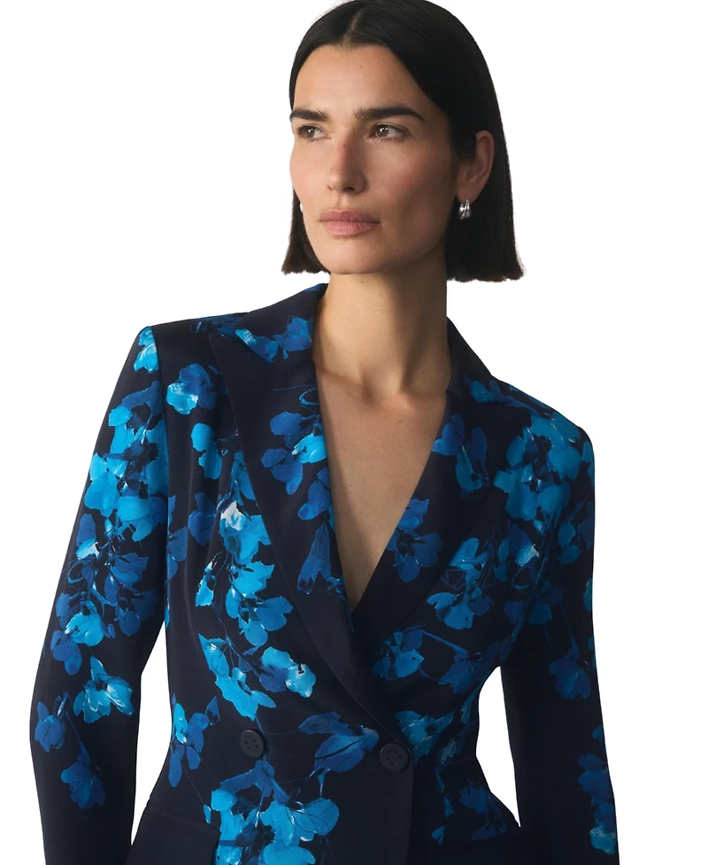 The Fold Women's Knighton Double-Breasted Floral-Print Silk Blazer