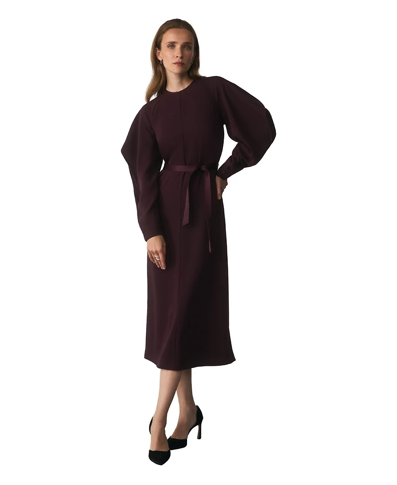 The Fold Women's Asti Long-Sleeve Puff-Sleeve Midi Dress