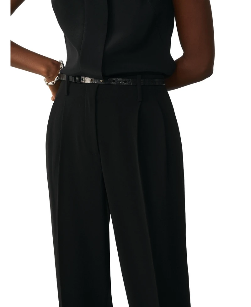 The Fold Women's Siena High-Waist Pleated Barrel Trousers