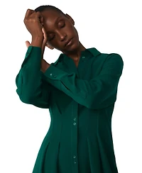 The Fold Women's Amara Long-Sleeve A-Line Midi Shirt Dress