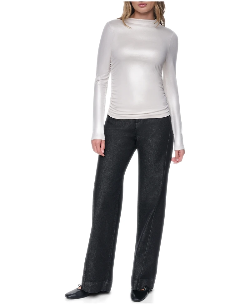 Dkny Jeans Women's Ruched Detail Long-Sleeve Top