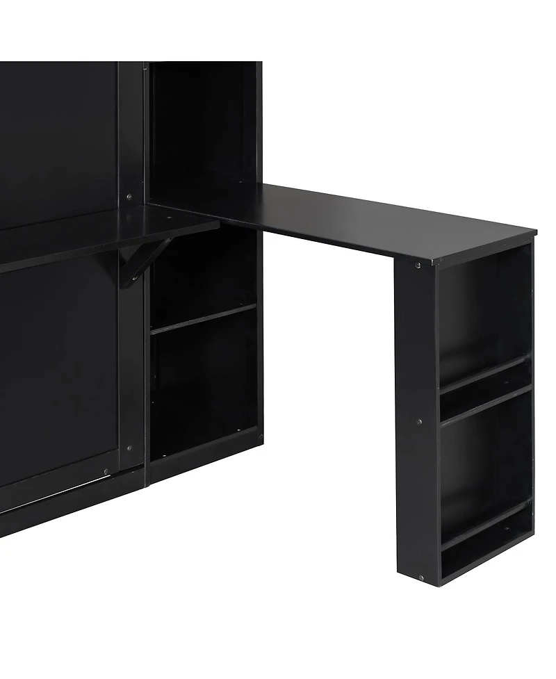 Streamdale Furniture Full Murphy Bed with Desk and Rattan Cabinets