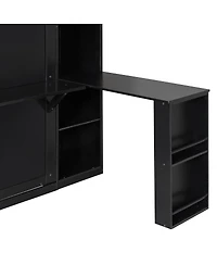 Streamdale Furniture Full Murphy Bed with Desk and Rattan Cabinets