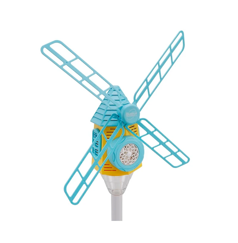 Bruce & Shark Standing Windmill 10-Nozzle Bubble Machine with Adjustable Height and Lights, 4.5 oz, Ages 3+