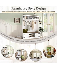 Streamdale Furniture 71" Farmhouse Hall Tree with Bench and Shoe Storage