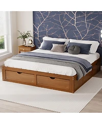 Streamdale Furniture King Size Platform Bed with 6 Storage Drawers,Pine Wood Storage Bed