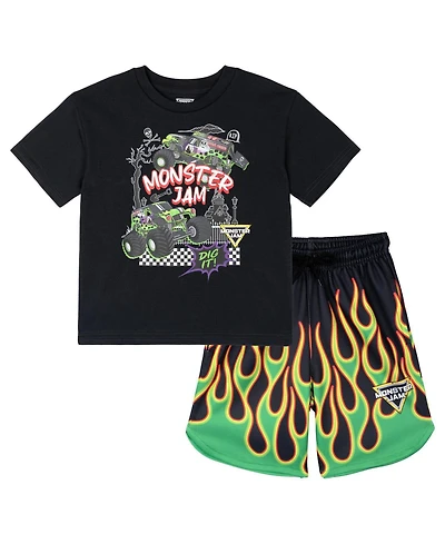 Monster Jam Boys' 4-20 Graphic Athletic T-Shirt and Shorts, 2-Piece Set