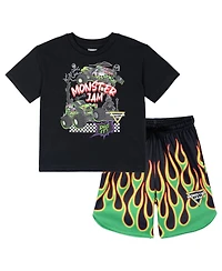 Monster Jam Boys' 4-20 Graphic Athletic T-Shirt and Shorts, 2-Piece Set
