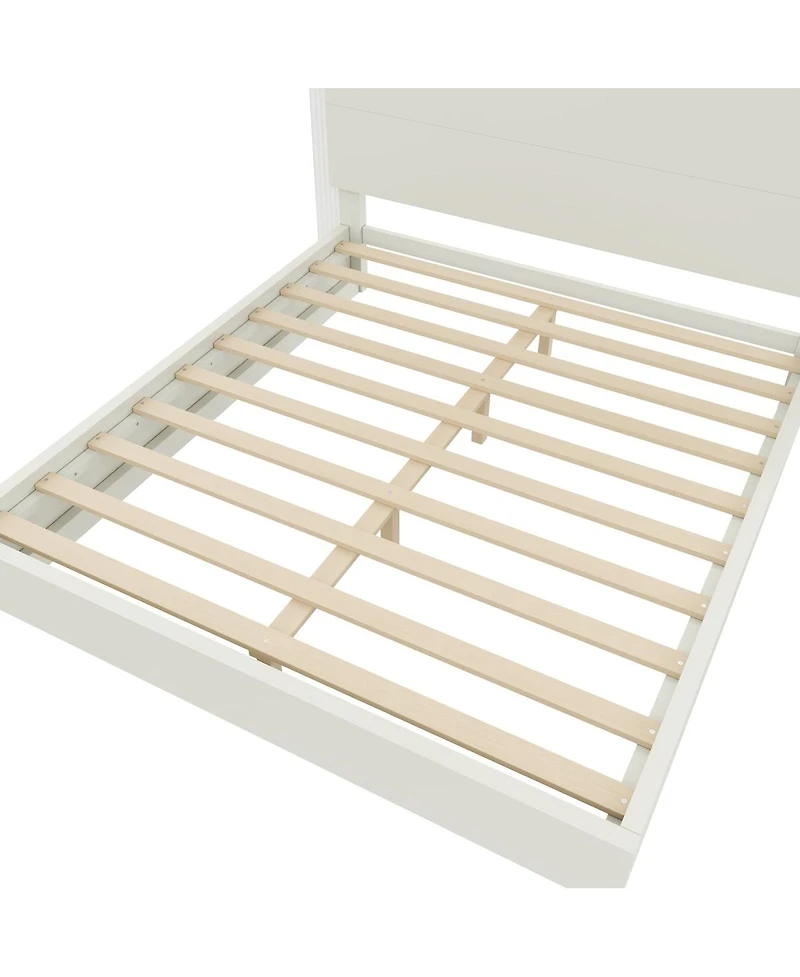 Streamdale Furniture Platform Bed Frame with Headboard and Led Light, Wood Slat Support,King