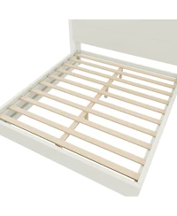 Streamdale Furniture Platform Bed Frame with Headboard and Led Light, Wood Slat Support,King