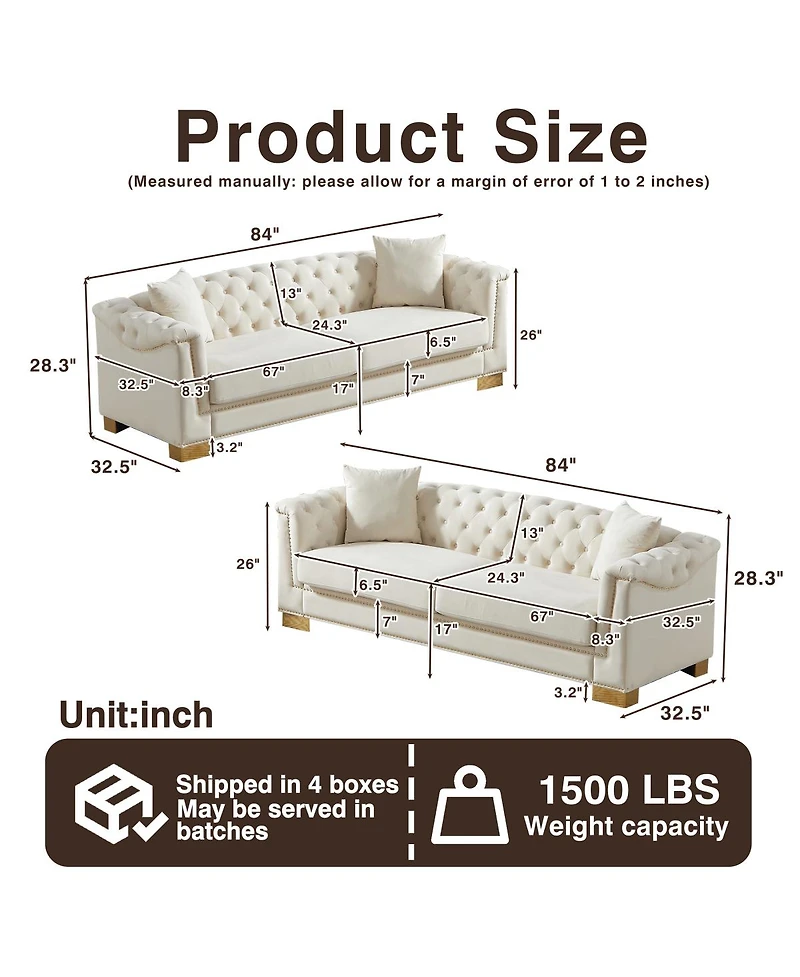 Streamdale Furniture Chesterfield Velvet 3+3 Seater Sofa Set
